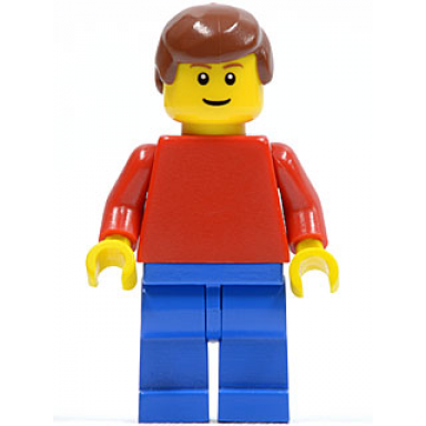 plain red torso with red arms blue legs reddish brown male hair brown eyebrows thin grin