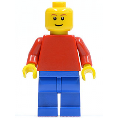 plain red torso with red arms blue legs brown eyebrows thin grin