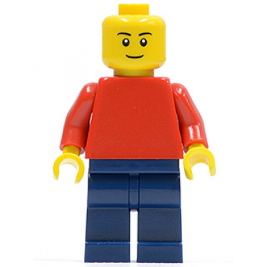 plain red torso with red arms dark blue legs no headgear black eyebrows thin grin