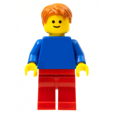 plain blue torso with blue arms red legs dark orange hair