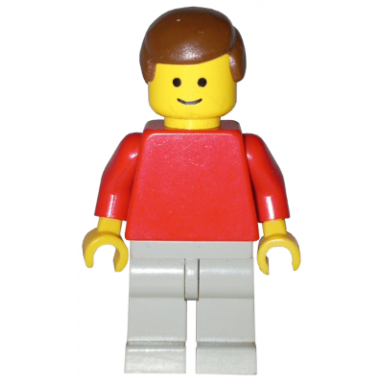 plain red torso with red arms light gray legs brown male hair