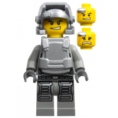 power miner - engineer light bluish gray outfit metallic silver armor and helmet