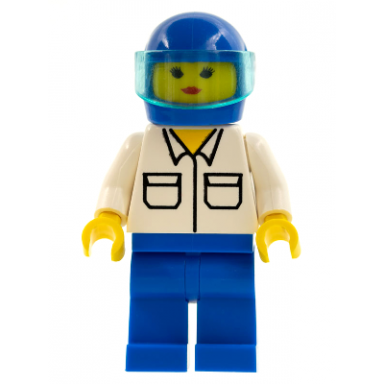 shirt with 2 pockets blue legs blue helmet trans-light blue visor