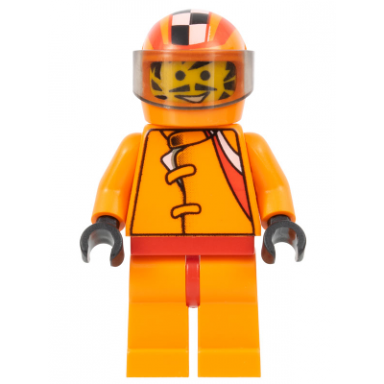 racer driver car 56 orange with orange checkered helmet