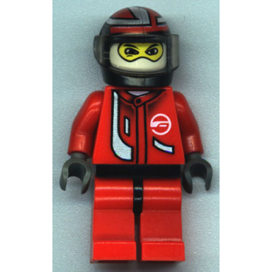 racer driver red with white balaclava black helmet with red silver
