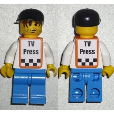 f1 - cameraman - red hair orange vest with stickers
