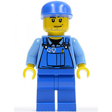 hot rod mechanic - blue overalls blue cap stubble
