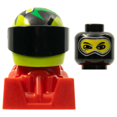 racer black balaclava lime helmet with pattern red body