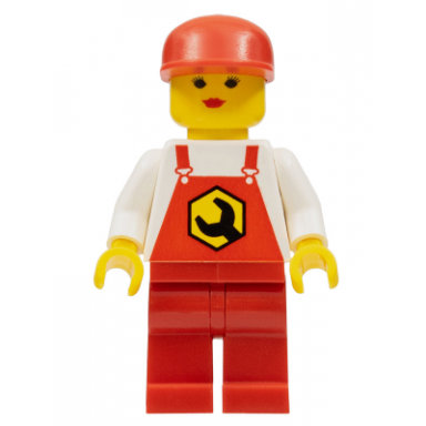 repair - overalls red with wrench pattern red legs red cap