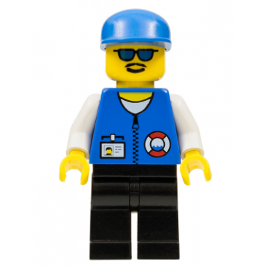 coast guard city center - white collar arms black legs blue cap sunglasses