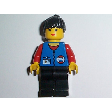 coast guard city center - red collar arms black legs black ponytail hair