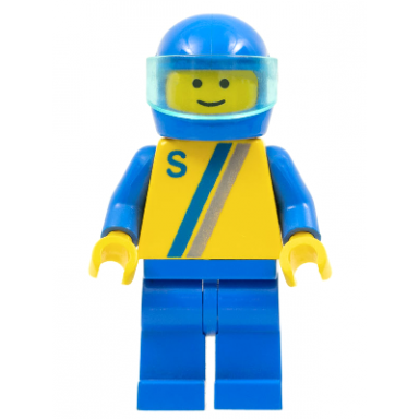 s - yellow with blue gray stripe blue legs blue helmet
