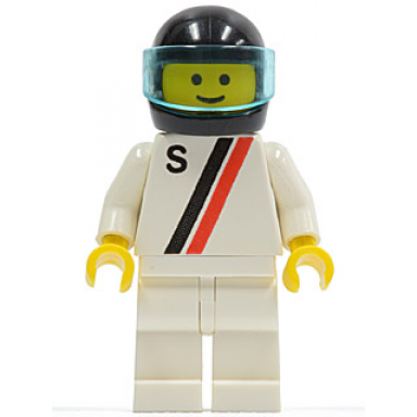 s - white with red black stripe white legs black helmet trans-light blue visor