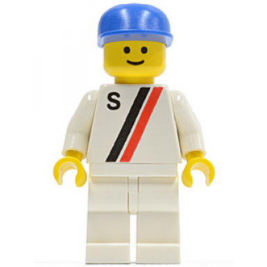 s - white with red black stripe white legs blue cap