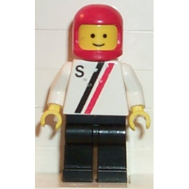 s - white with red black stripe black legs red classic helmet