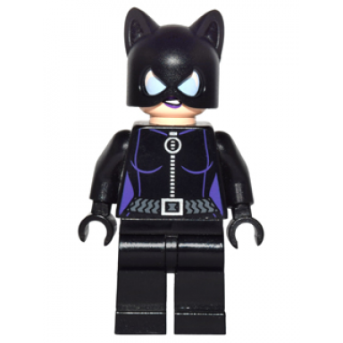 catwoman - black suit with dark purple trim dark purple lips