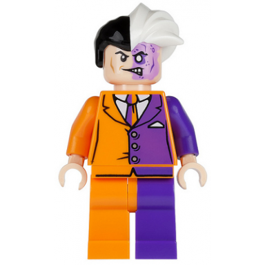 two-face orange and purple suit