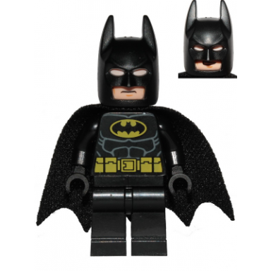 batman - black suit with yellow belt and crest type 2 cowl spongy teardrop neck cut cape