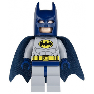 batman - light bluish gray suit with yellow belt and crest dark blue mask and cape type 1 cowl