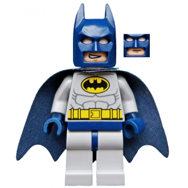 batman - light bluish gray suit with yellow belt and crest dark blue mask and cape type 2 cowl