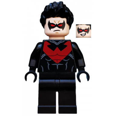 nightwing - red eye holes and chest symbol