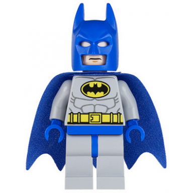 batman - light bluish gray suit with yellow belt and crest blue mask and cape