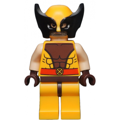 wolverine - bright light orange and black mask dark brown hands
