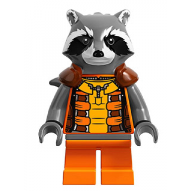rocket raccoon - orange and reddish brown outfit dark bluish gray head