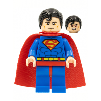 superman - blue suit dual sided head with red eyes on reverse spongy soft knit cape