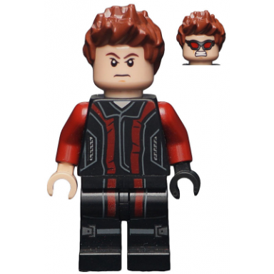 hawkeye - black and dark red suit reddish brown spiked hair