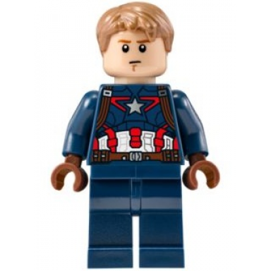 captain america - dark blue suit reddish brown hands hair dark orange eyebrows