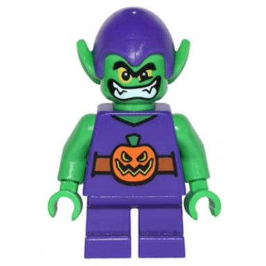 green goblin - bright green skin dark purple outfit short legs