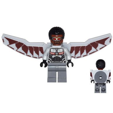 falcon - light bluish gray and dark red wings