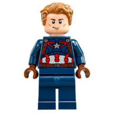 captain america - dark blue suit reddish brown hands hair dark brown eyebrows