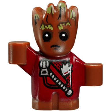 groot - baby reddish brown with dark red outfit