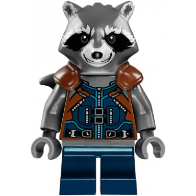 rocket raccoon - dark blue and reddish brown outfit dark bluish gray head