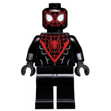 spider-man miles morales - red webbing on head black hands