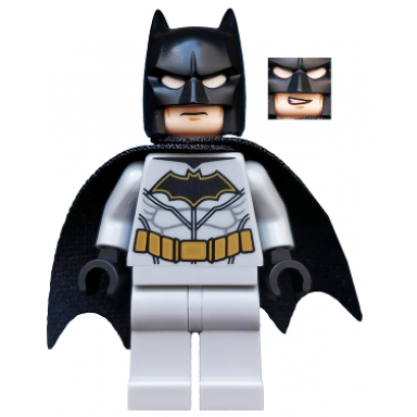 batman - light bluish gray suit with gold belt black crest mask and cape type 3 cowl