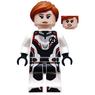 black widow - white jumpsuit dark orange ponytail