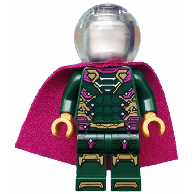 mysterio - magenta trim flat silver head trans-clear helmet