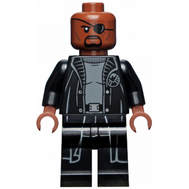 nick fury - gray sweater and black trench coat shirt tail