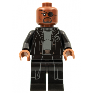 nick fury - gray sweater and black trench coat no shirt tail