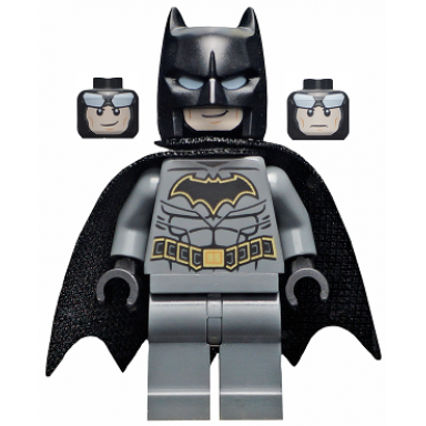 batman - dark bluish gray suit with gold outline belt and crest mask and cape type 3 cowl spongy cape