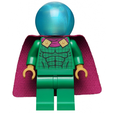 mysterio - light bluish gray head satin trans-light blue helmet single hole cape