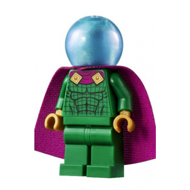 mysterio - light bluish gray head satin trans-light blue helmet double hole cape