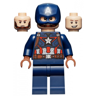 captain america - dark blue suit reddish brown hands helmet