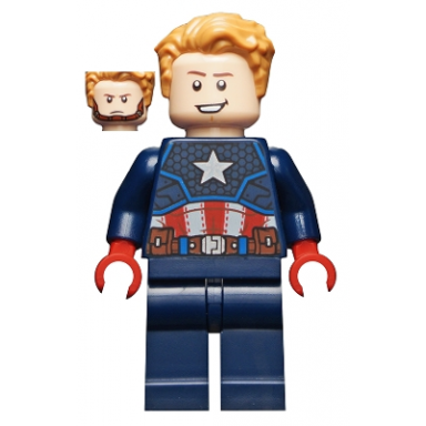 captain america - dark blue suit red hands hair