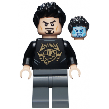 tony stark - black shirt with gold helmet
