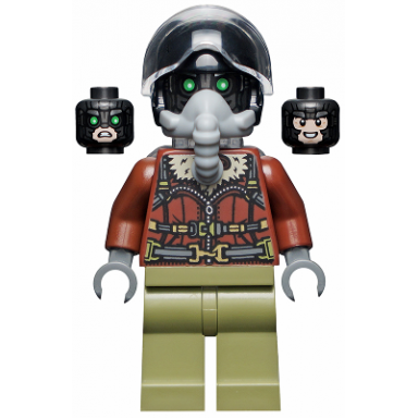 vulture - reddish brown bomber jacket and aviator oxygen mask