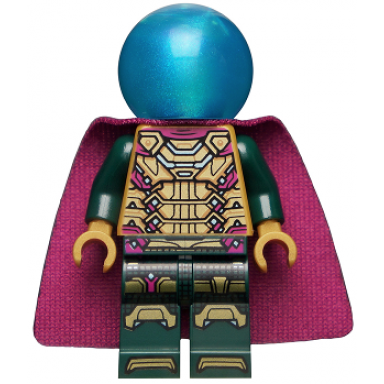 mysterio - magenta trim dark azure head satin trans-light blue helmet single hole cape